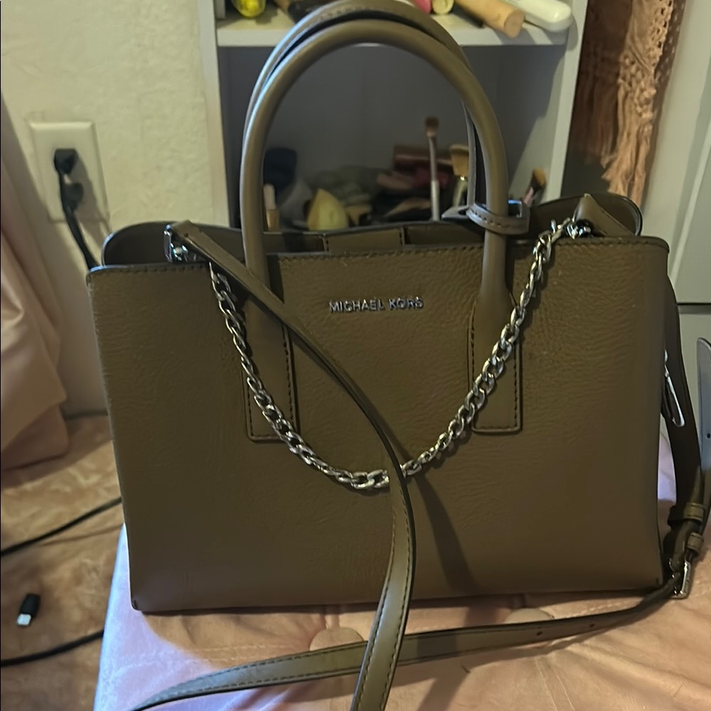 Michael Kors Green Saffiano Leather Satchel
